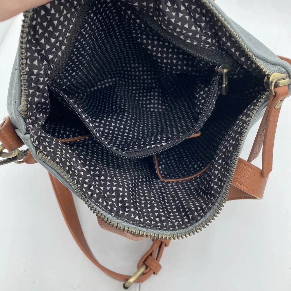 Antik Kraft Bree Crossbody Gray Blue Hand Bag Women's Double Handle Purse